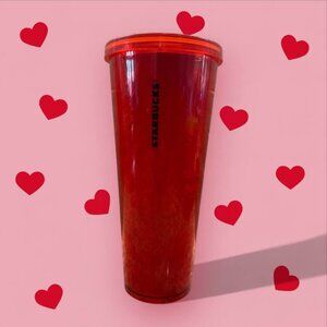 Rare Starbucks Valentines Day 24oz Plastic Tumbler with Embossed Hearts-No Straw